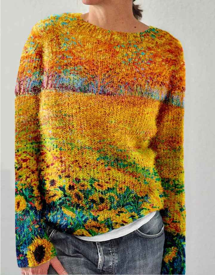 Eleganter Damen-Pullover mit liebevoller Blumenbestick