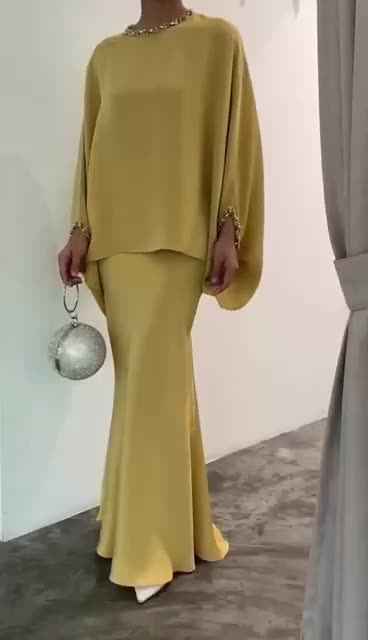 Elegantes Zweiteiliger Perlen-Bodenlanges Abendkleid für atemberaubende Anlässe