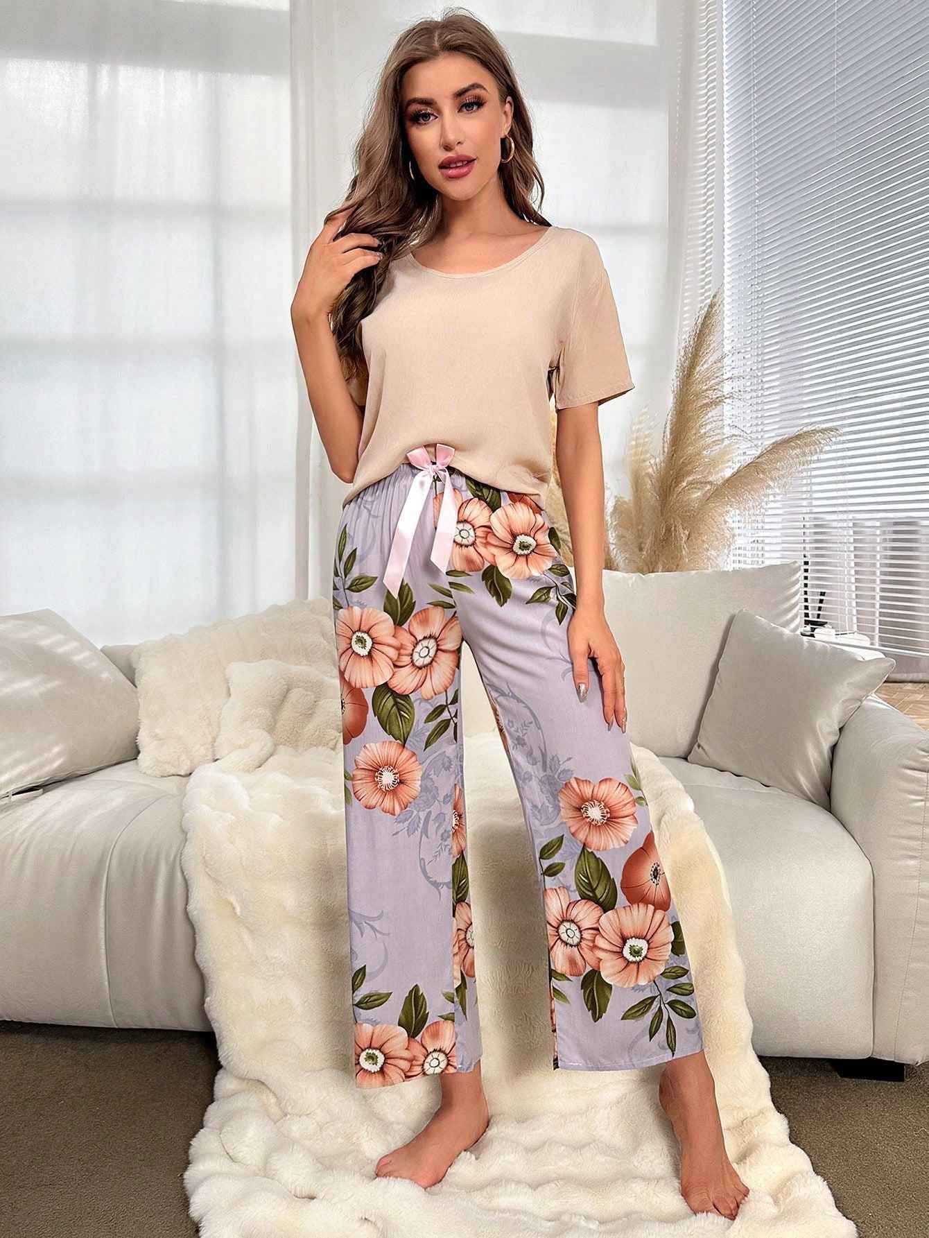 Bequemes und elegantes Wetsschutz: Sommer-Crépe-Baumwoll-Pyjama-Set