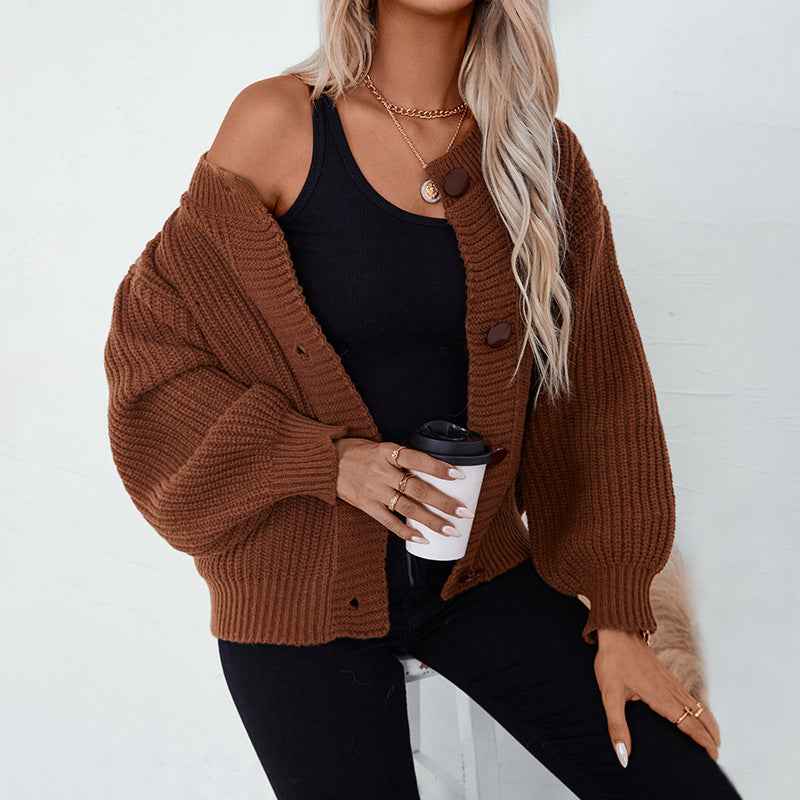 Damen-Kuscheliger Strickcardigan mit Knöpfen