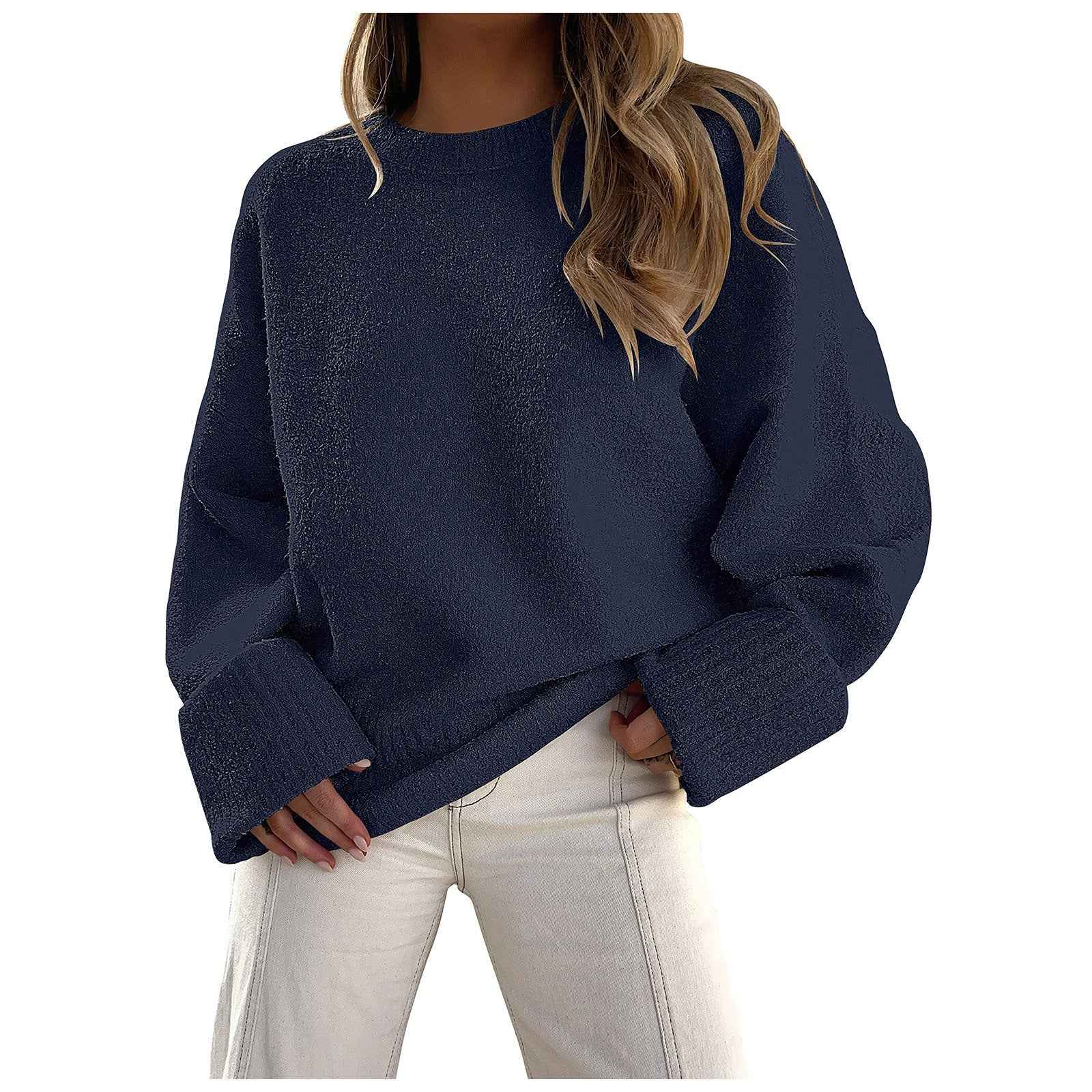HALEY™ Gemützlicher Oversize-Flausch-Strickpullover – wolkenweicher Komfort, lockere Passform
