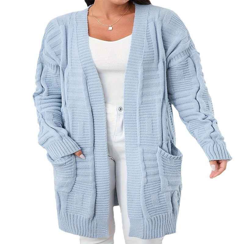 Offener Cardigan mit zwei Taschen und langen Ärmeln