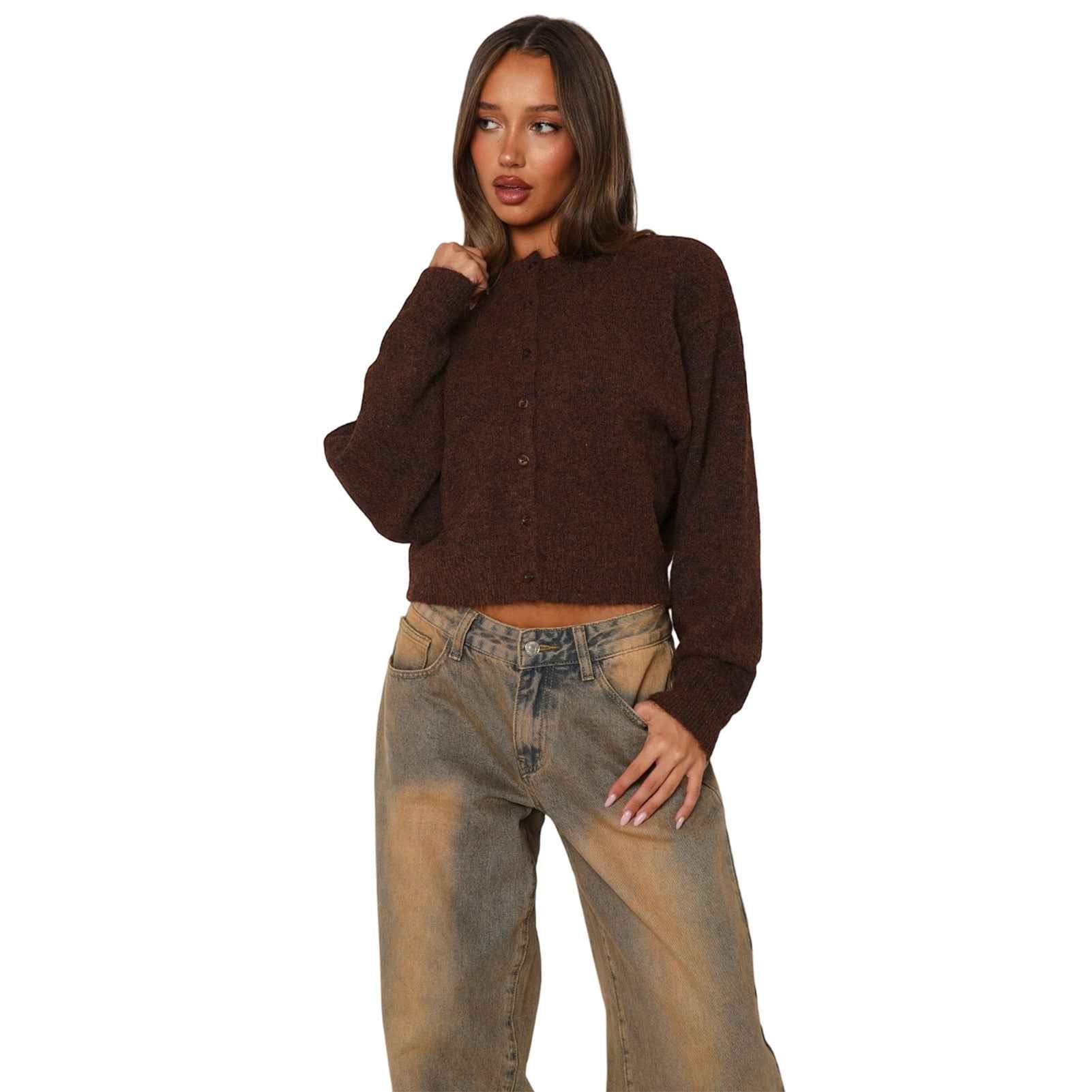SHASA™ Lässiger, kurzgeschnittener Langarm-Cardigan – Müheloser Alltagsstil