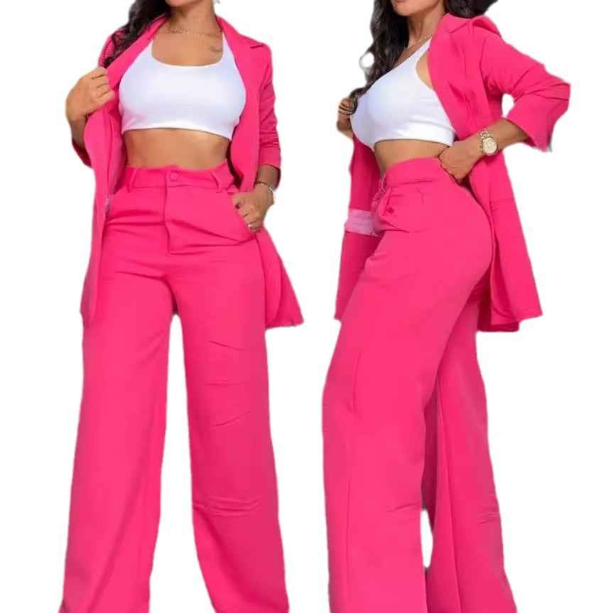 Elegantes Damen-Set mit Reversjacke und geradem Bein гору