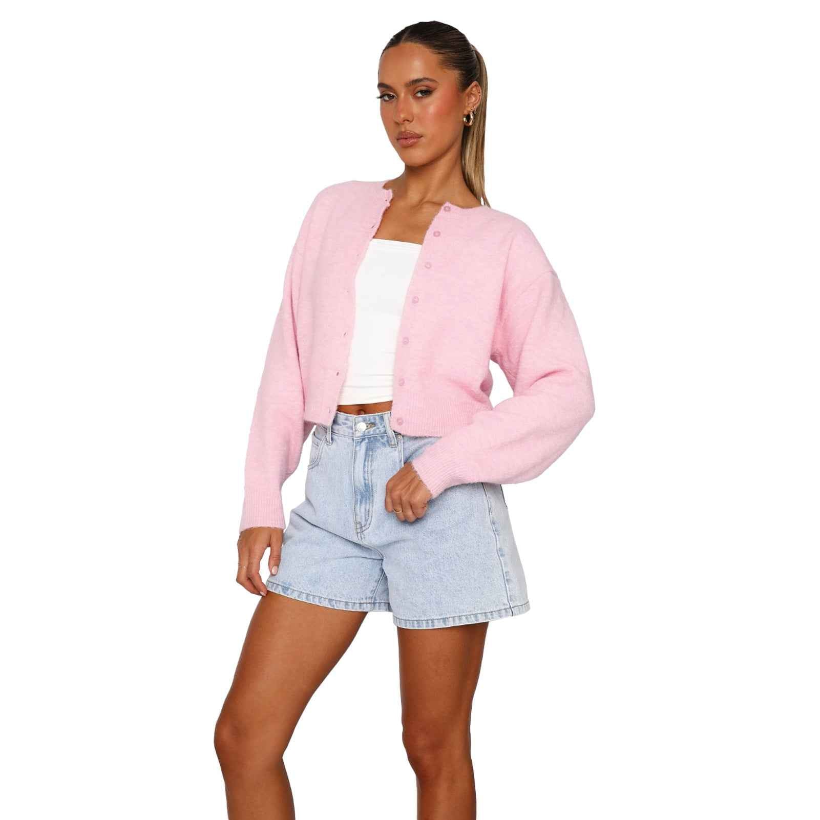 SHASA™ Lässiger, kurzgeschnittener Langarm-Cardigan – Müheloser Alltagsstil