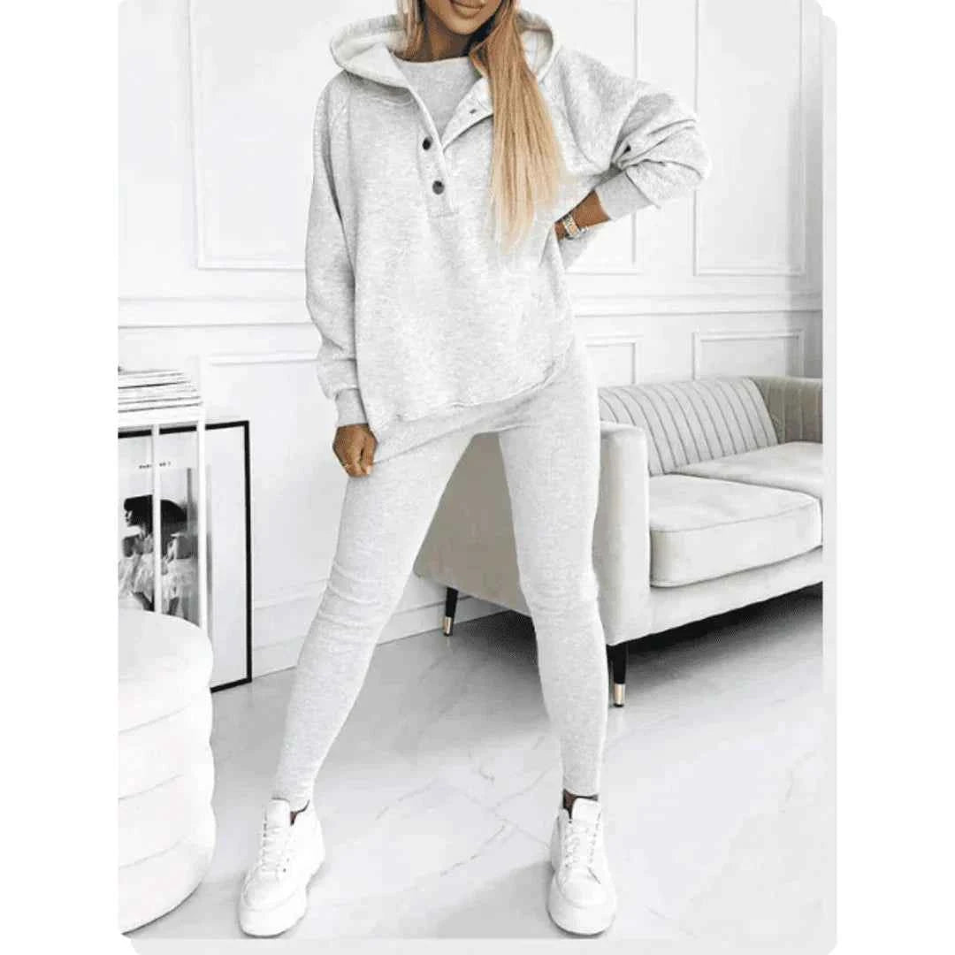 Olivia Damen Stilvolles Gemütliches Drei-Teiliges Winter-Loungewear-Set