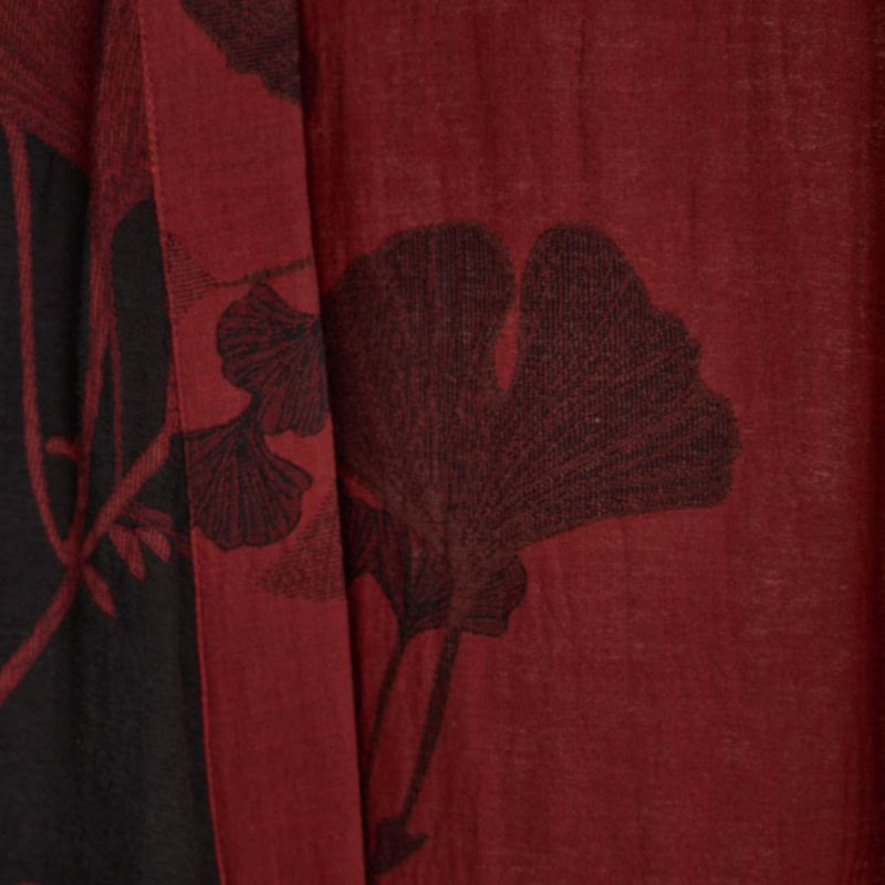 Baumwoll-Kimono-Bademantel mit wendbarem Blattmuster