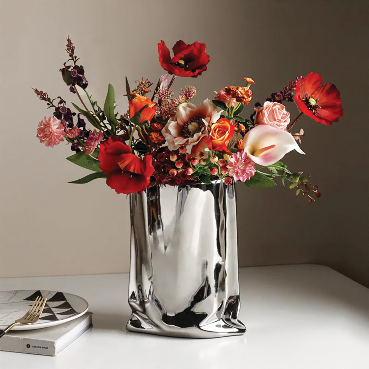 Elegante Plissierte BlumenVase | Zeitgenössische Dekoration Perfekt, um Jeden Raum Aufzupeppen