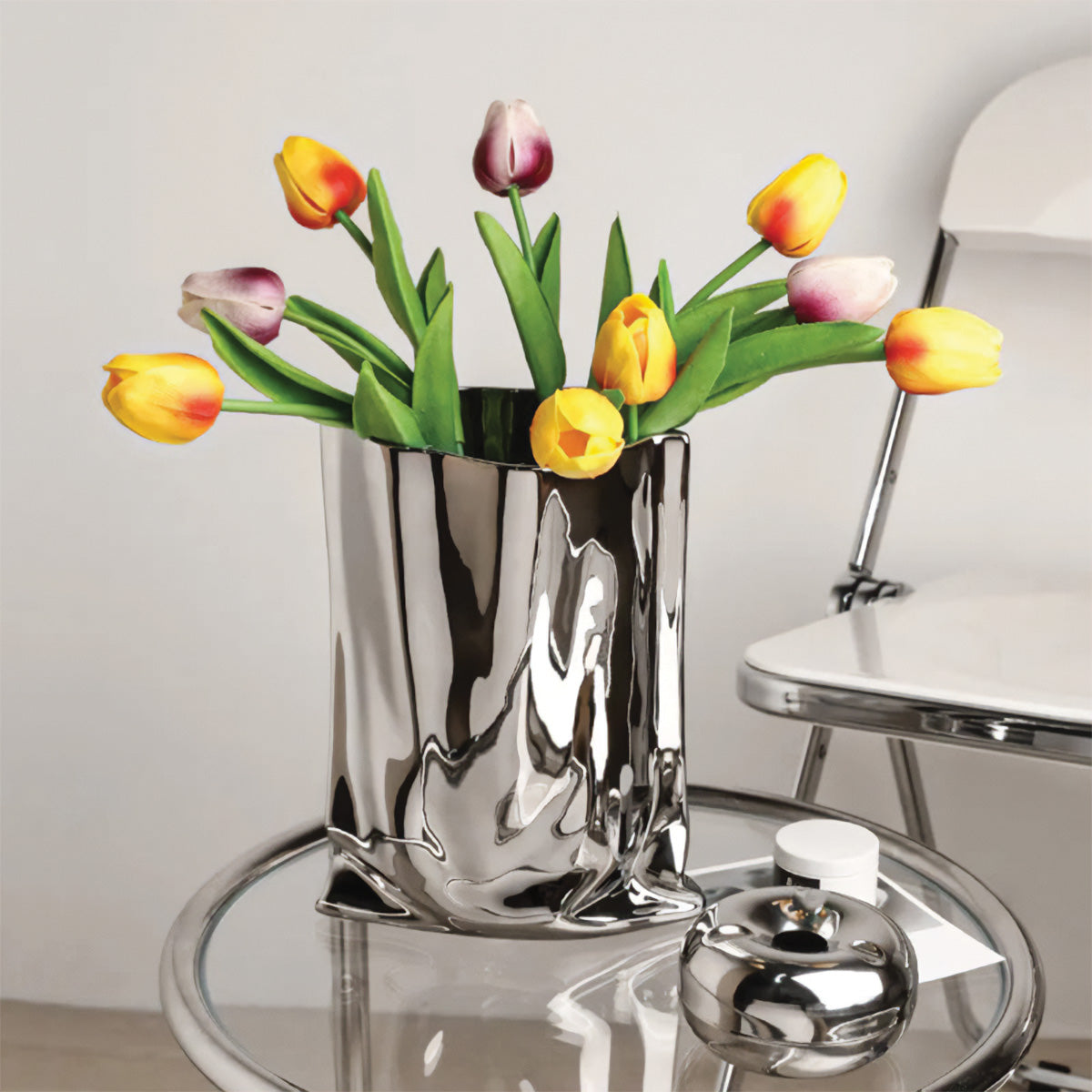 Elegante Plissierte BlumenVase | Zeitgenössische Dekoration Perfekt, um Jeden Raum Aufzupeppen