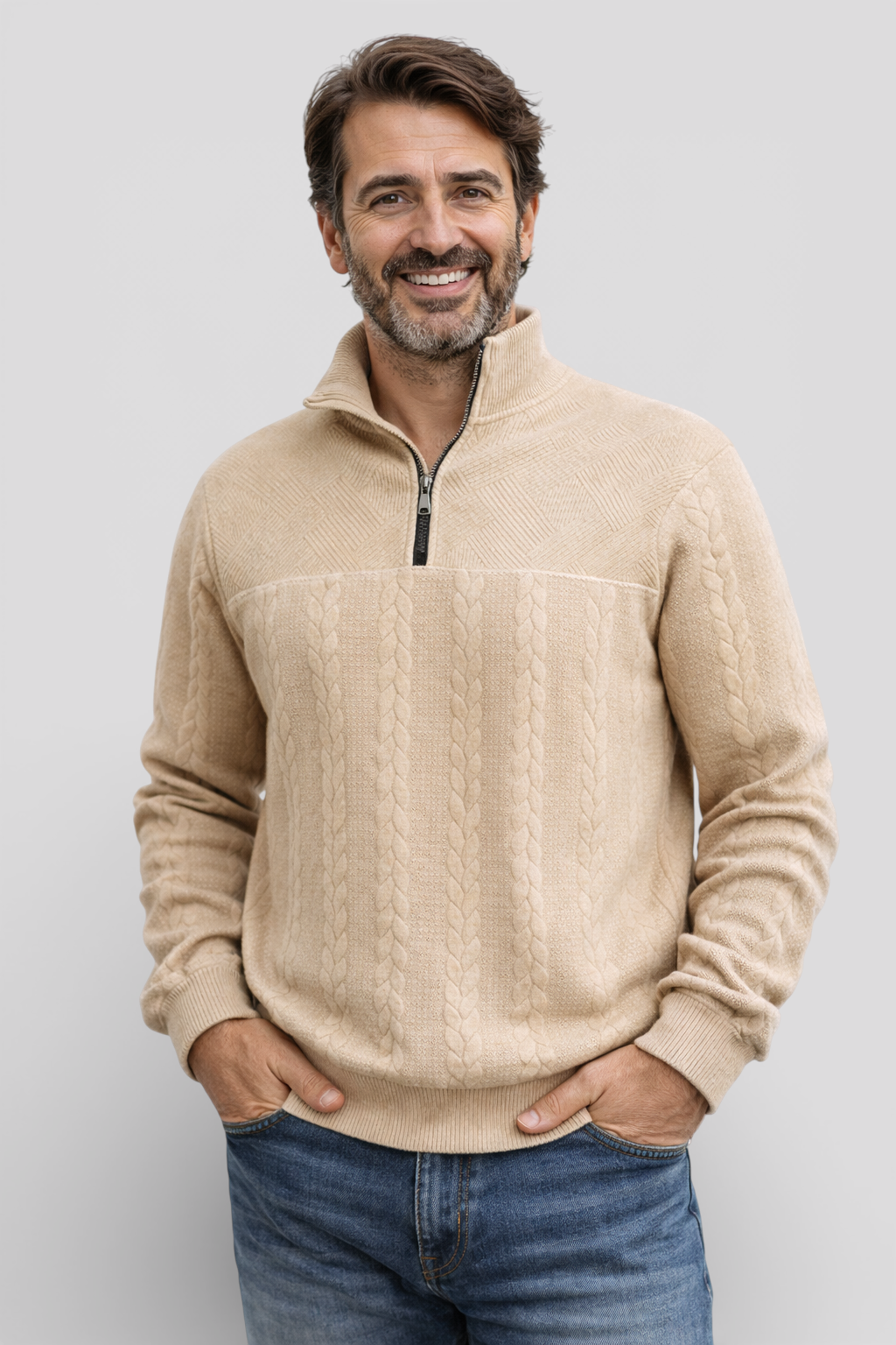 DAWSON – Langarm-Pullover mit Streifen, eleganter Henley-Sweater Damen
