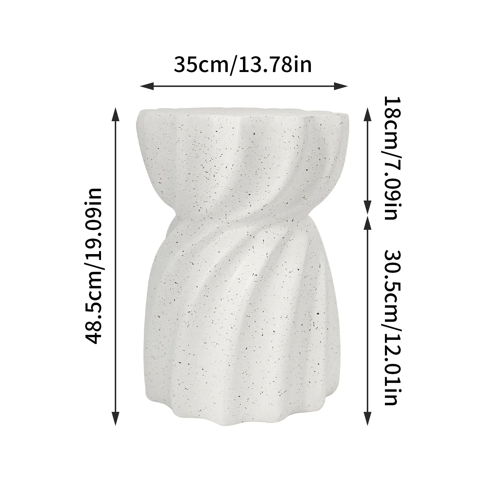 Lunethra - Moderne leichte Betonbeistelltisch mit stilvollem Sanduhrlook für drinnen und draußen