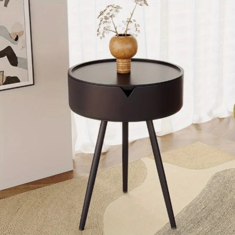 Seraphyne - Charmanter runder Kunststoff-Nachttisch mit Stauraum und mobilem Design für elegante Innenräume