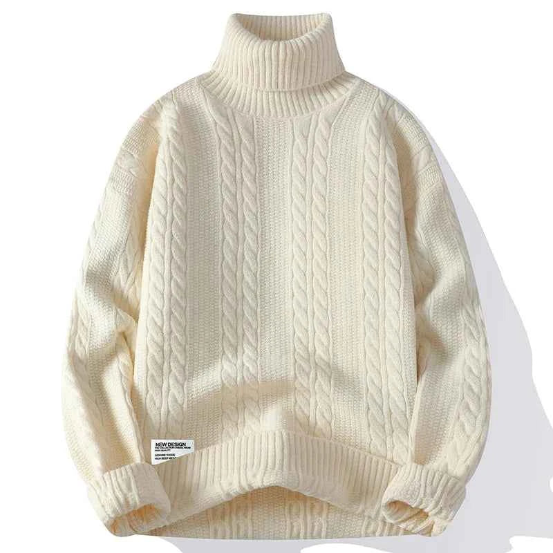 Eleganter Pullover aus gedrehtem Strick mit Rollkragen