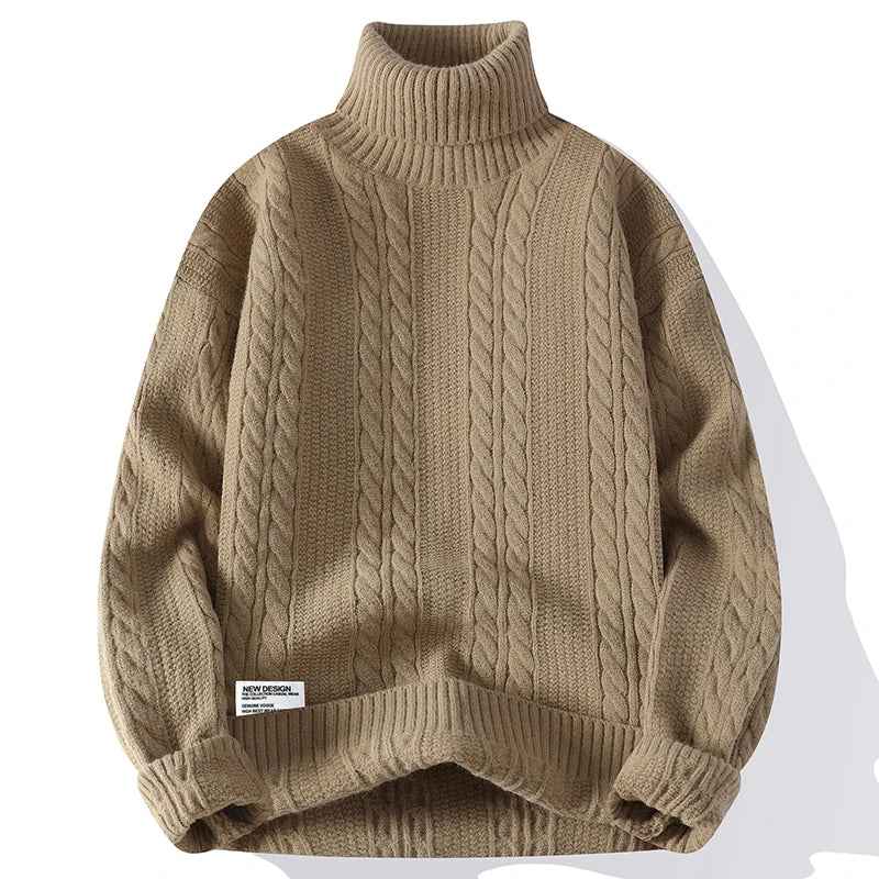 Eleganter Pullover aus gedrehtem Strick mit Rollkragen