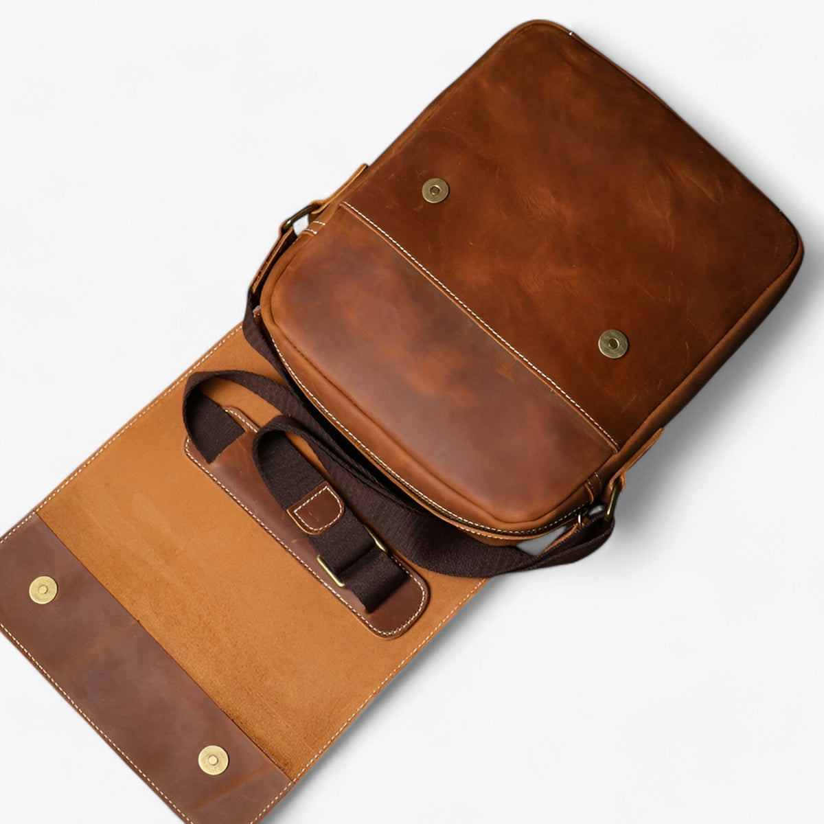 Kompakte Crazy-Horse-Leder Vintage Umhängetasche
