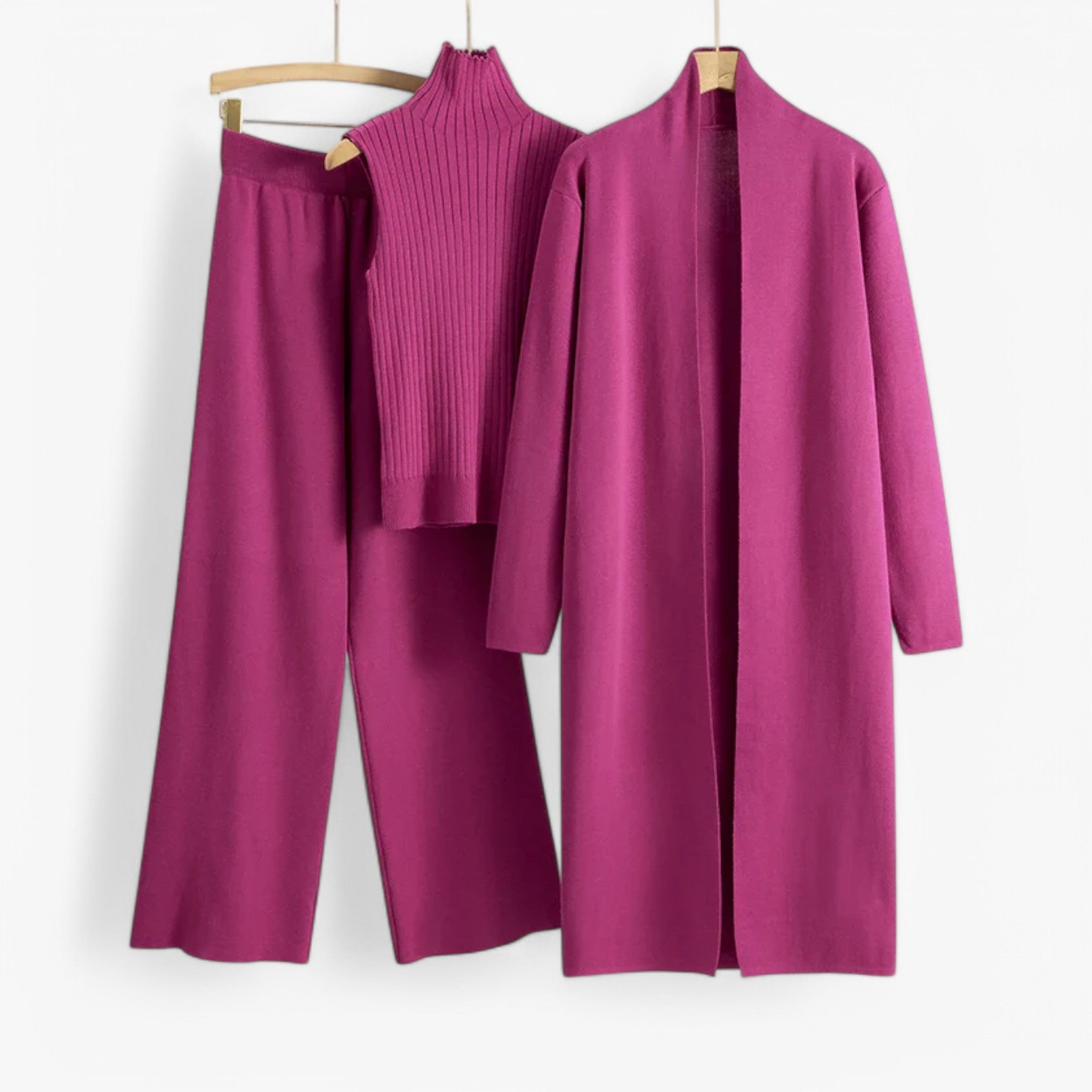 Ivy I Vintage Strikkesæt i 3 dele - Rosa En størrelse