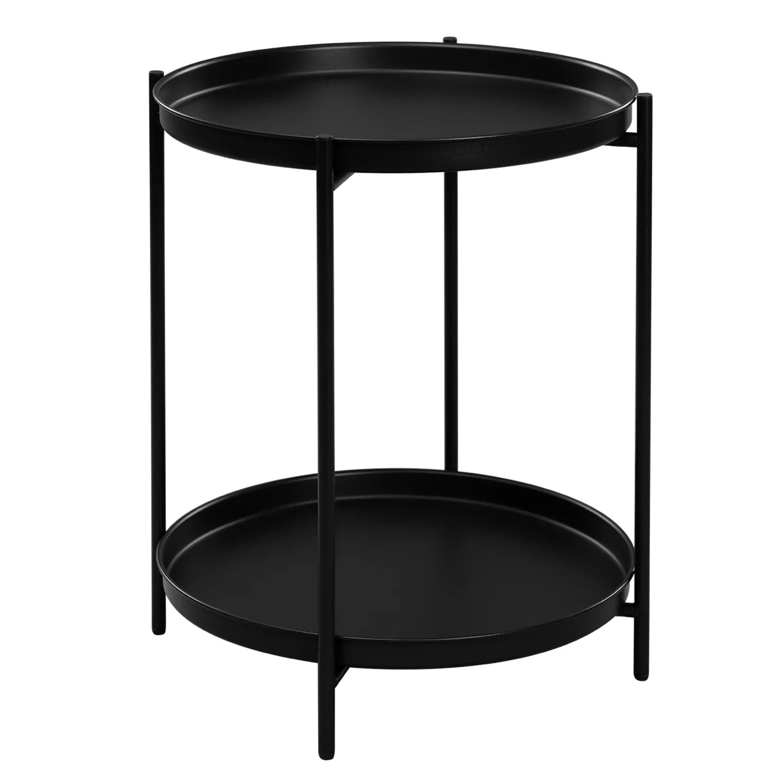 Caelira - elegante runde metallische Beistelltisch mit praktischem Stauraum und praktischen abnehmbaren Tabletts