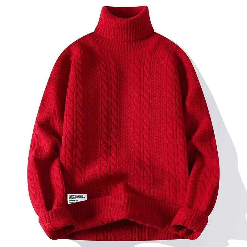 Eleganter Pullover aus gedrehtem Strick mit Rollkragen