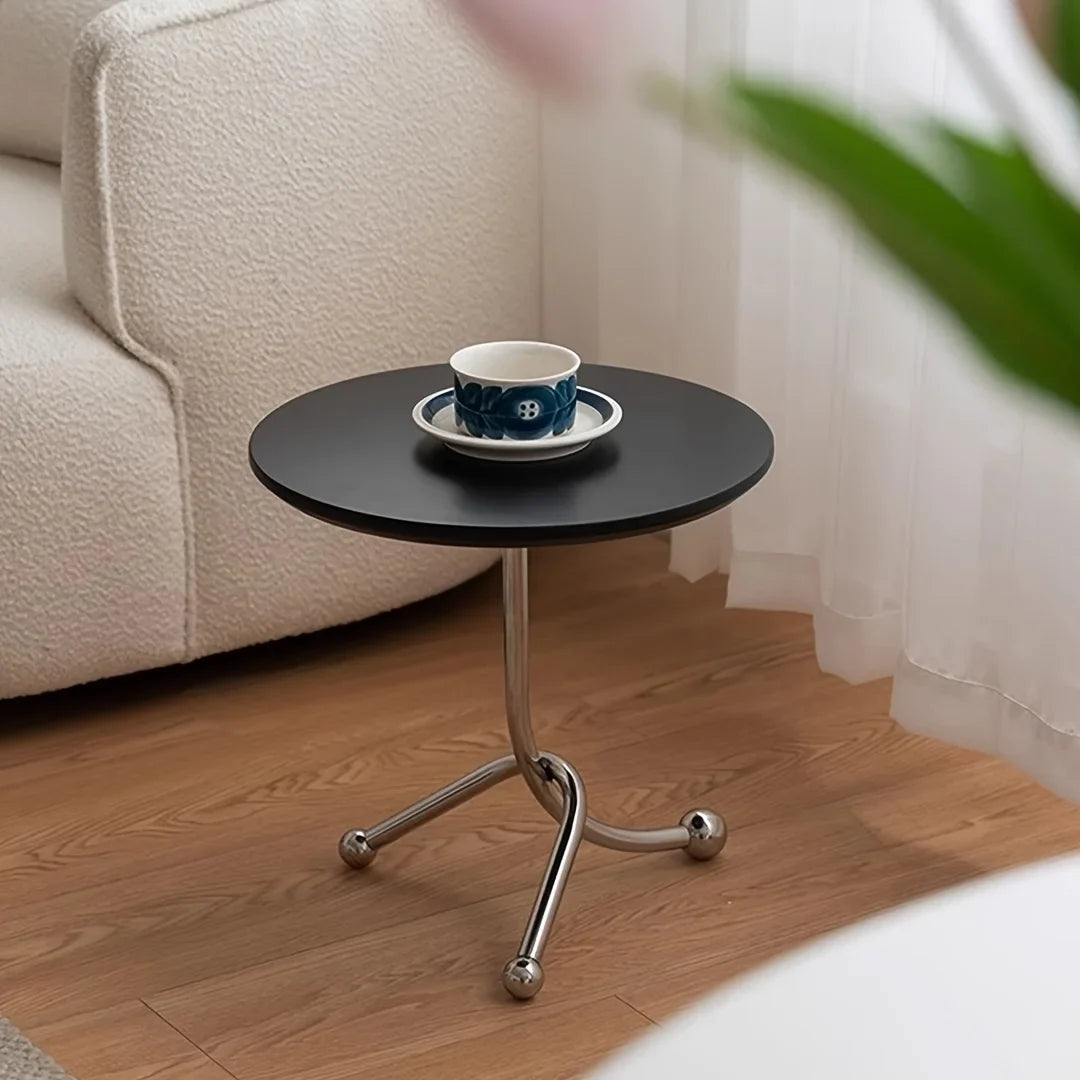 Elystra - Charmante Vintage Ronde Beistelltisch mit Warmem Holzplatte und Stilvollen Metallbeinen