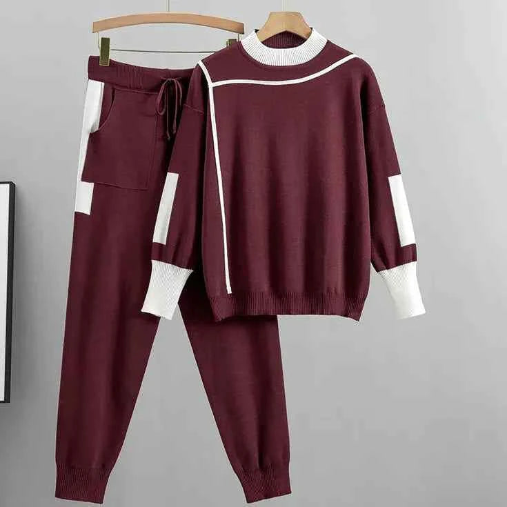 Kaitlyn Damen Komfortabler Casual Lounge Pullover und Hosen Set