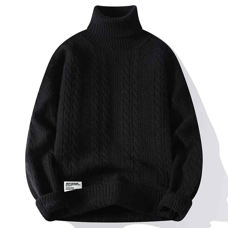 Eleganter Pullover aus gedrehtem Strick mit Rollkragen