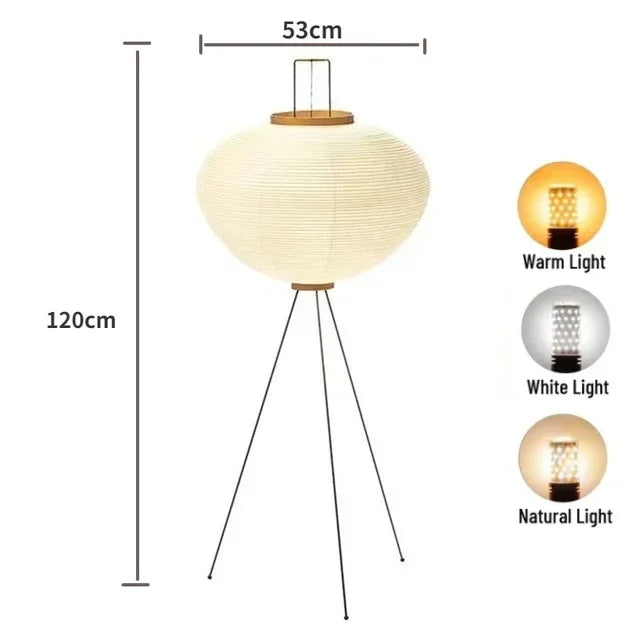 Calynthea Japanische Wabi-Sabi Stehlampe mit Reispapier für einen eleganten und stimmungsvollen Einrichtungsstil