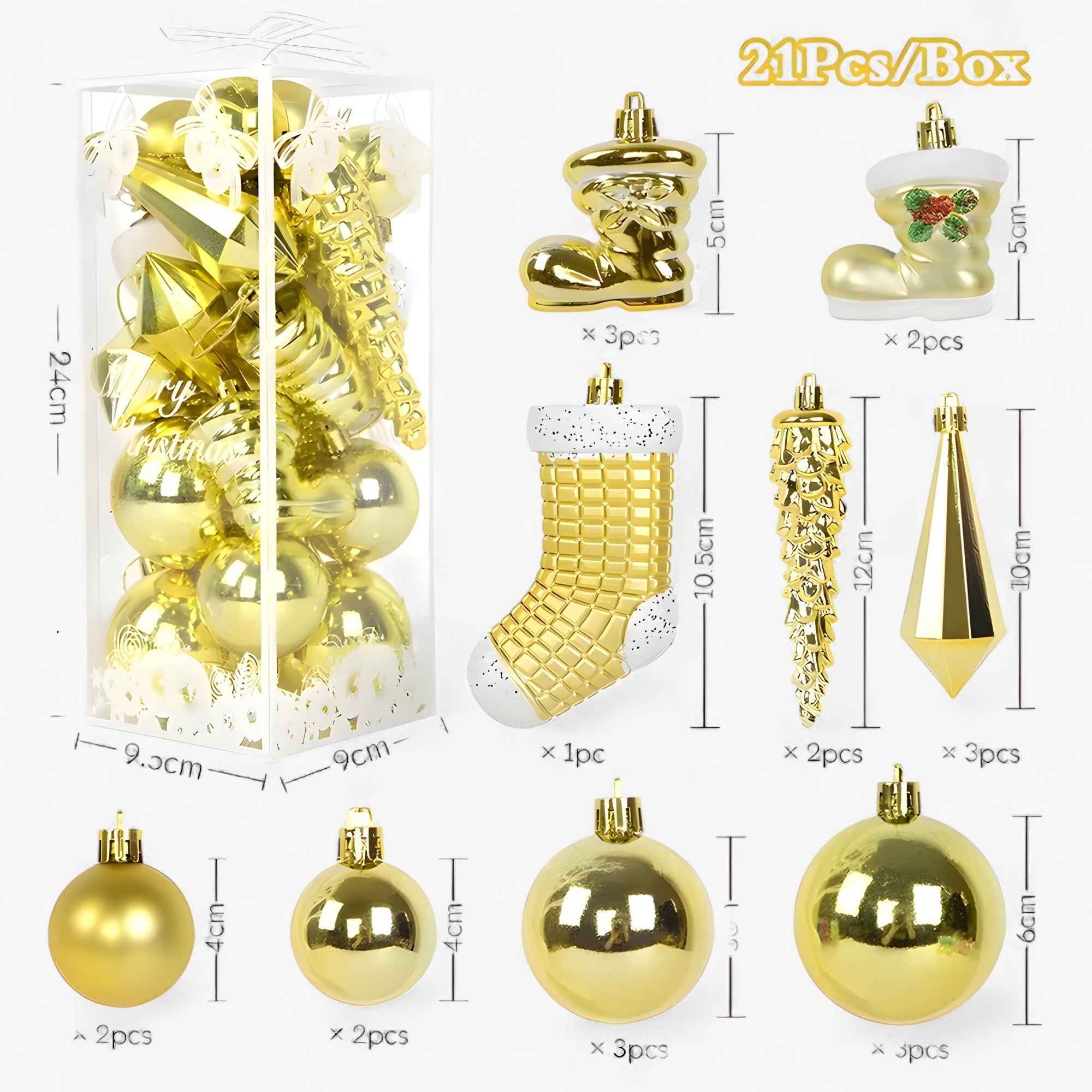 Kristall | 21 Stücke Elegante Weihnachtskugeln-Ohrringe mit Eiszapfen-Hängern für Festliche Dekorationen