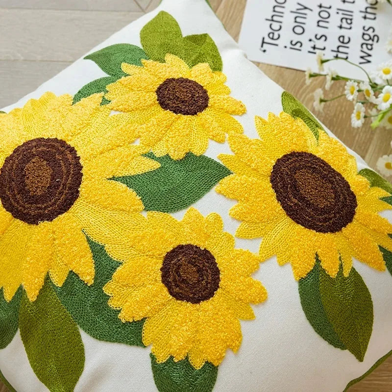 Caelirae Bequemes Baumwollkissen 45x45 cm mit Gemütlichem Sonnenblumenmuster