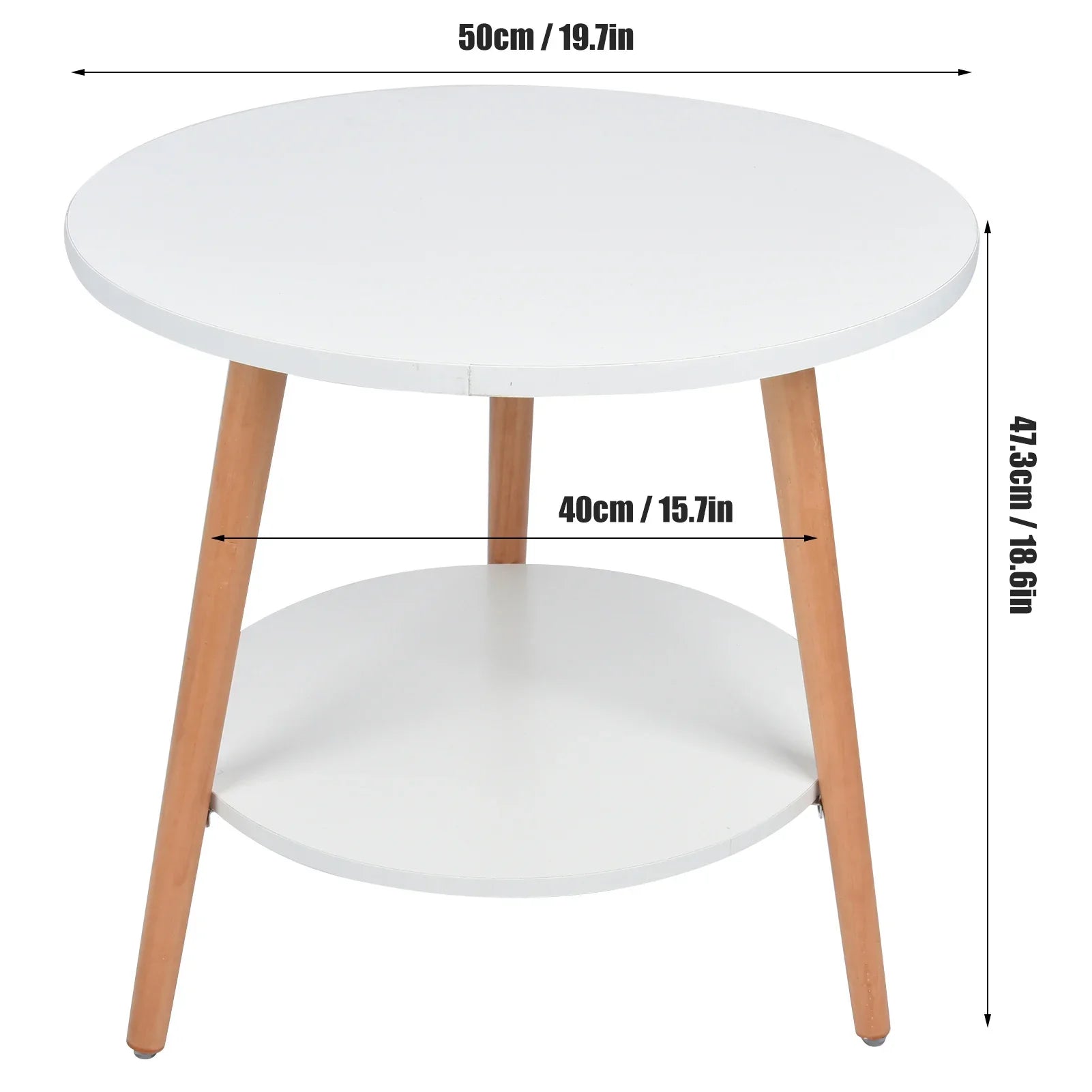 Lyssara - Eleganter weißer Beistelltisch mit doppelter Ablage und Stauraummöglichkeiten für ein stilvolles Wohnzimmer