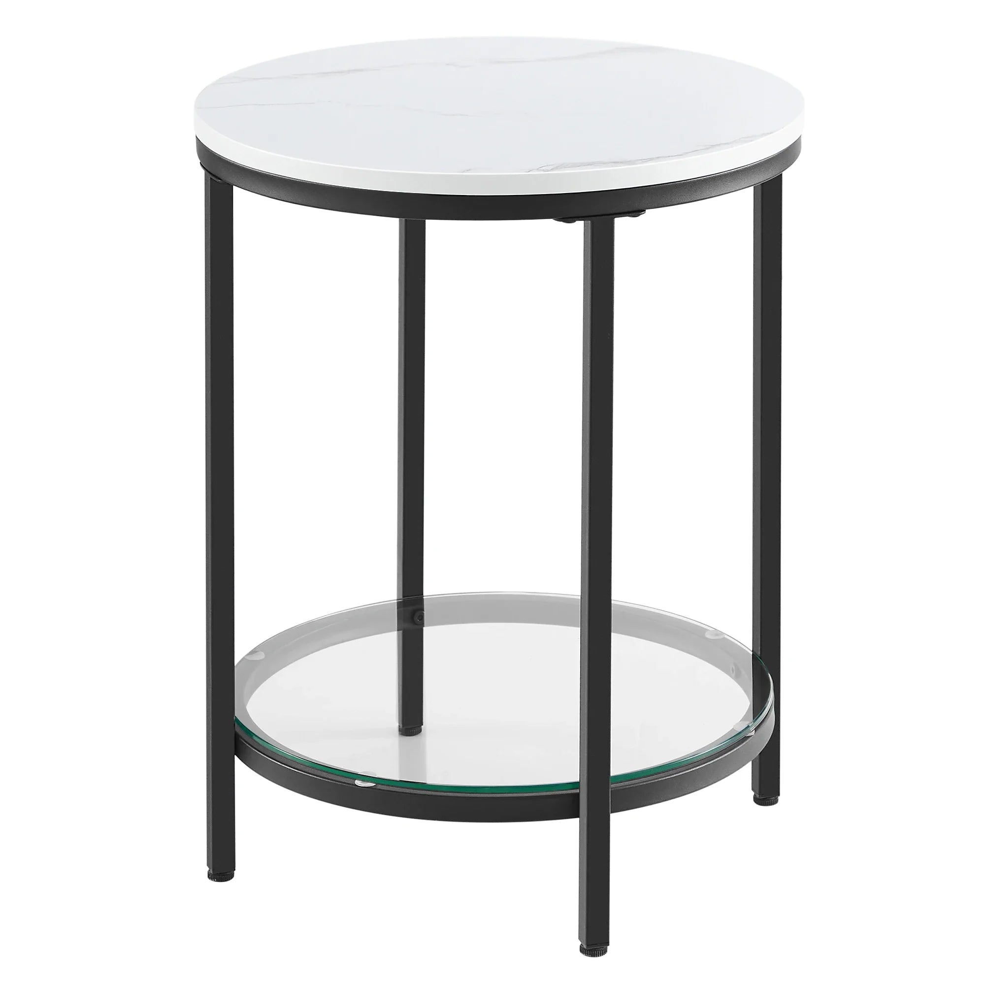 Aurephine Luxe Glas-Beistelltisch mit Zwei Ebenen und Elegantem Marmor-Design