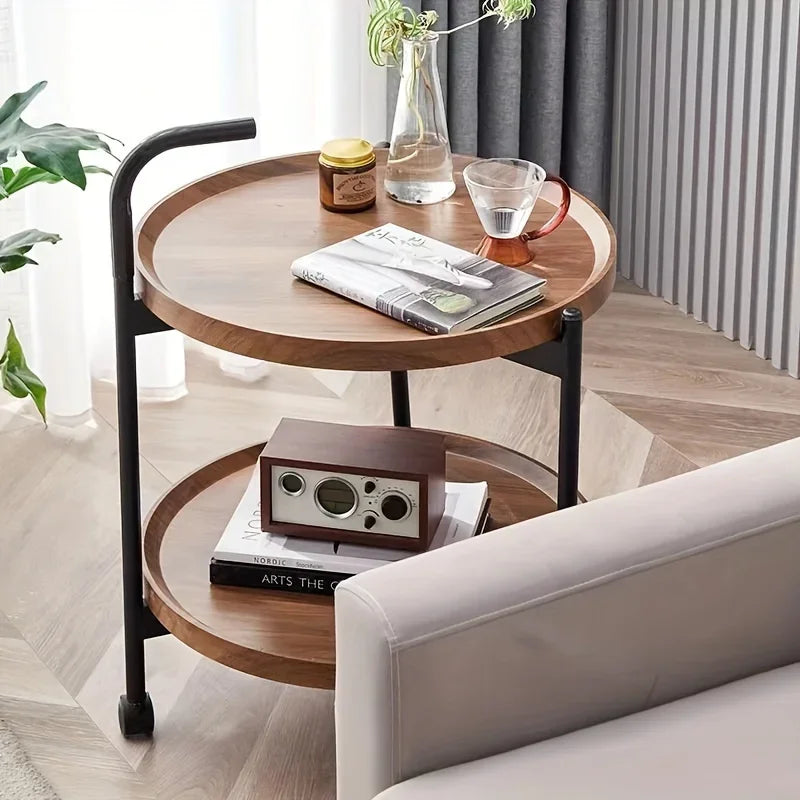 Floravelle - Eleganter Zwei-Schicht-Holztisch mit Praktischen Rollen
