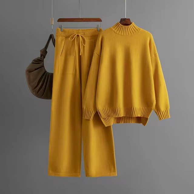 Ava™ - Eleganter langärmeliger Pullover und gerade geschnittene Hose für einen stilvollen Look
