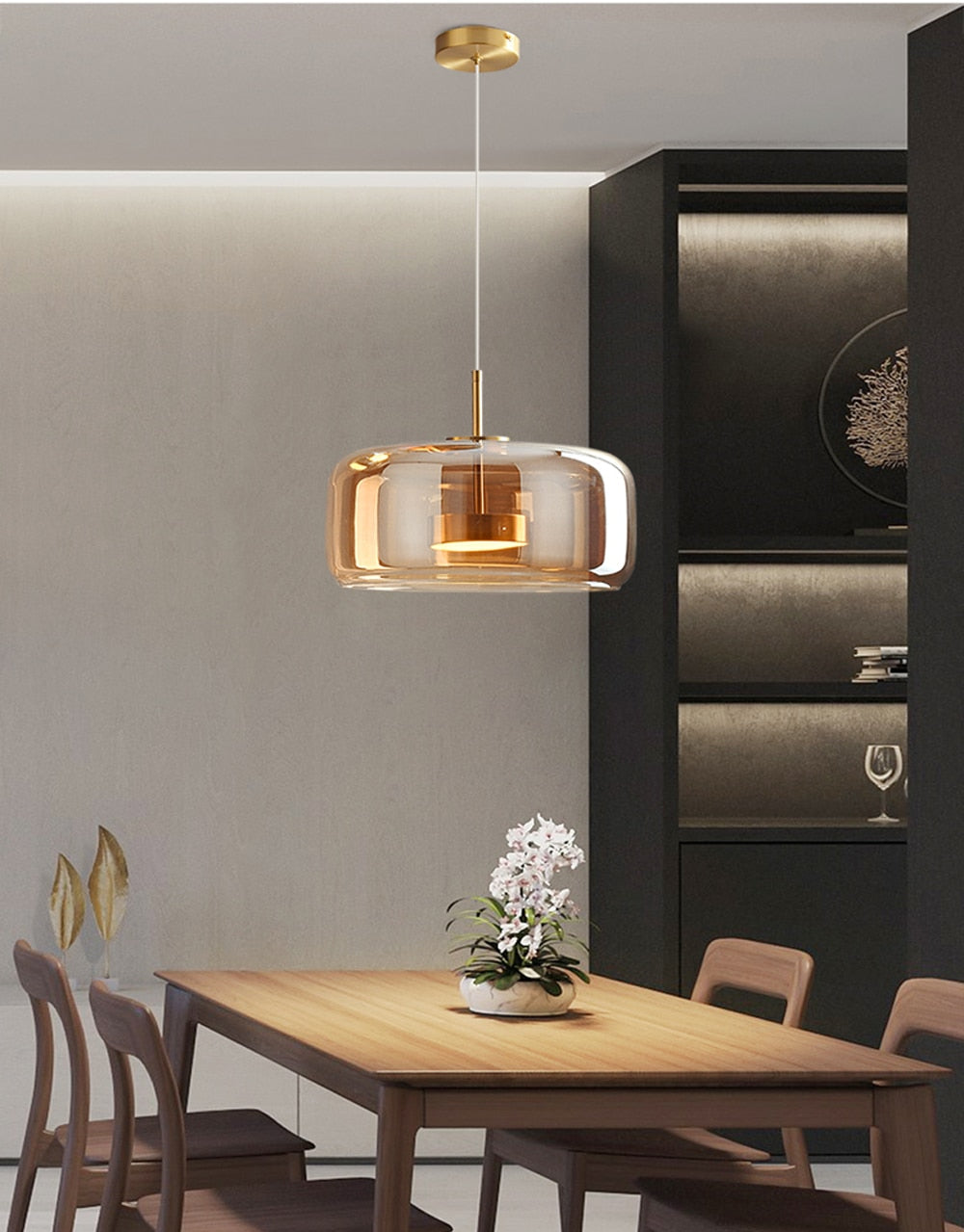 Luxus Glas & Metall Pendelleuchte - Elegante Hängeleuchte