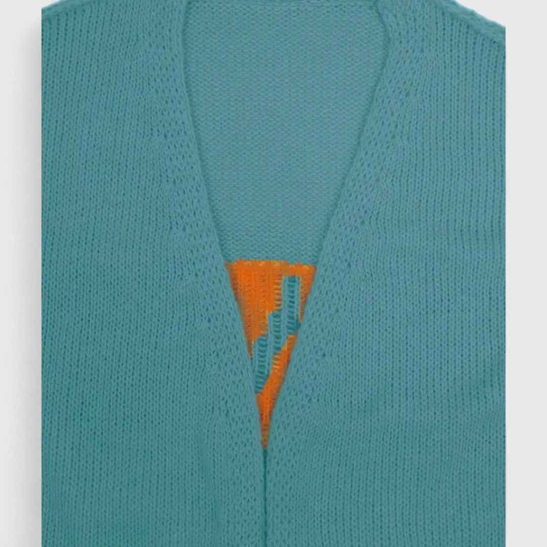 Yosha - Stylischer Patchwork-Strick-Cardigan für kuscheligen Chic