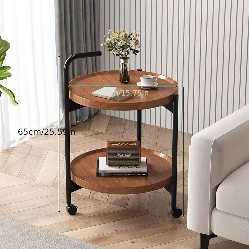 Floravelle - Eleganter Zwei-Schicht-Holztisch mit Praktischen Rollen