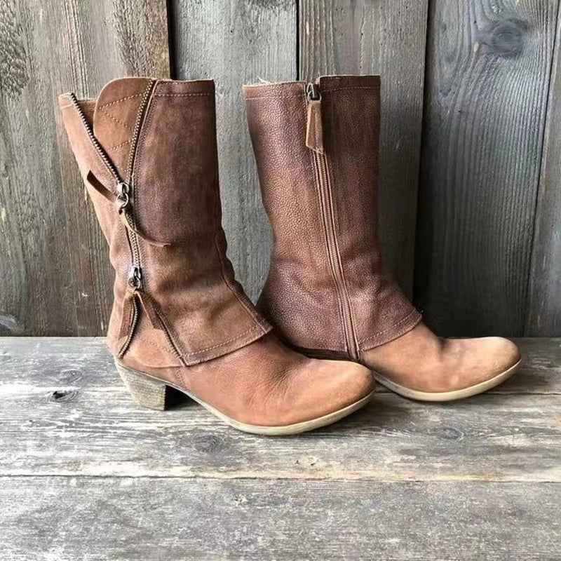 ZORYA – Elegante Lederstiefel mit seitlichem Reißverschluss für einen anspruchsvollen Stil