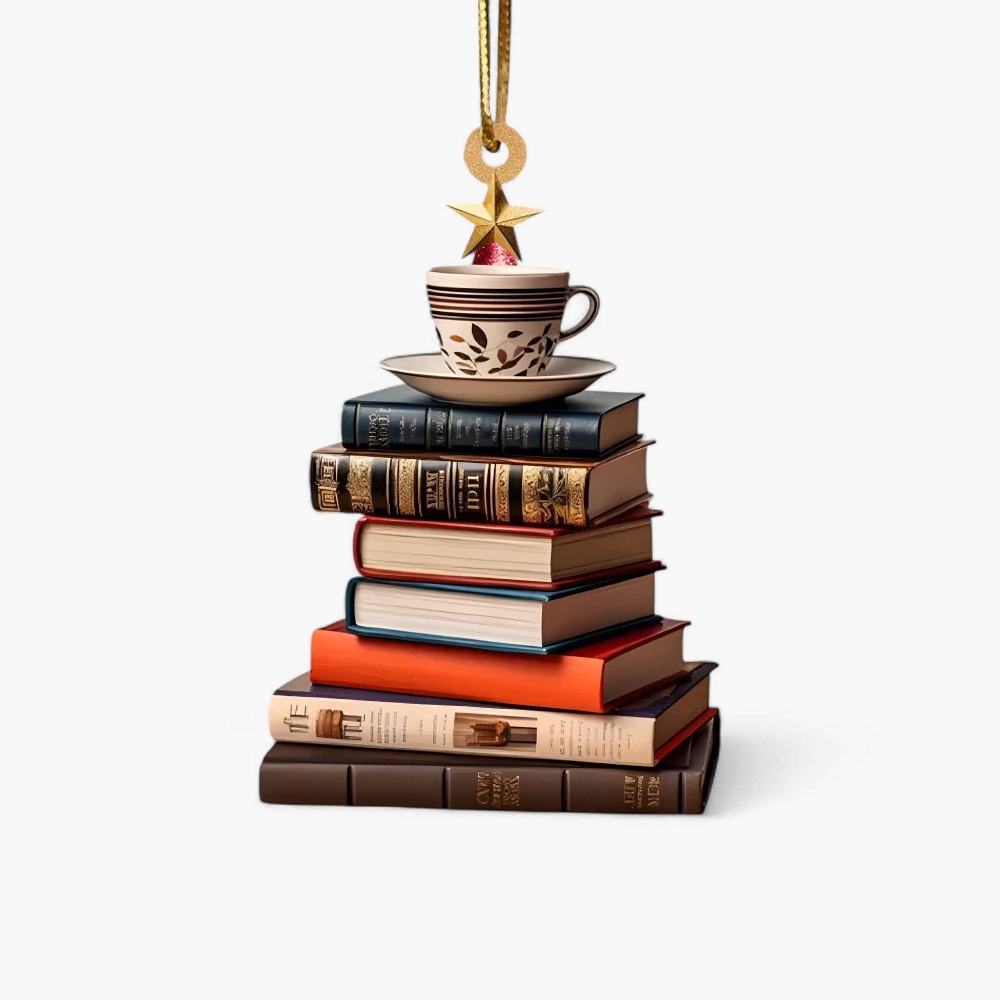 Kreative Weihnachtsdekoration mit Bücherliebhaber Pendellampe in Flach 2D-Acryl – Perfekt für Zuhause und Fenstergestaltung