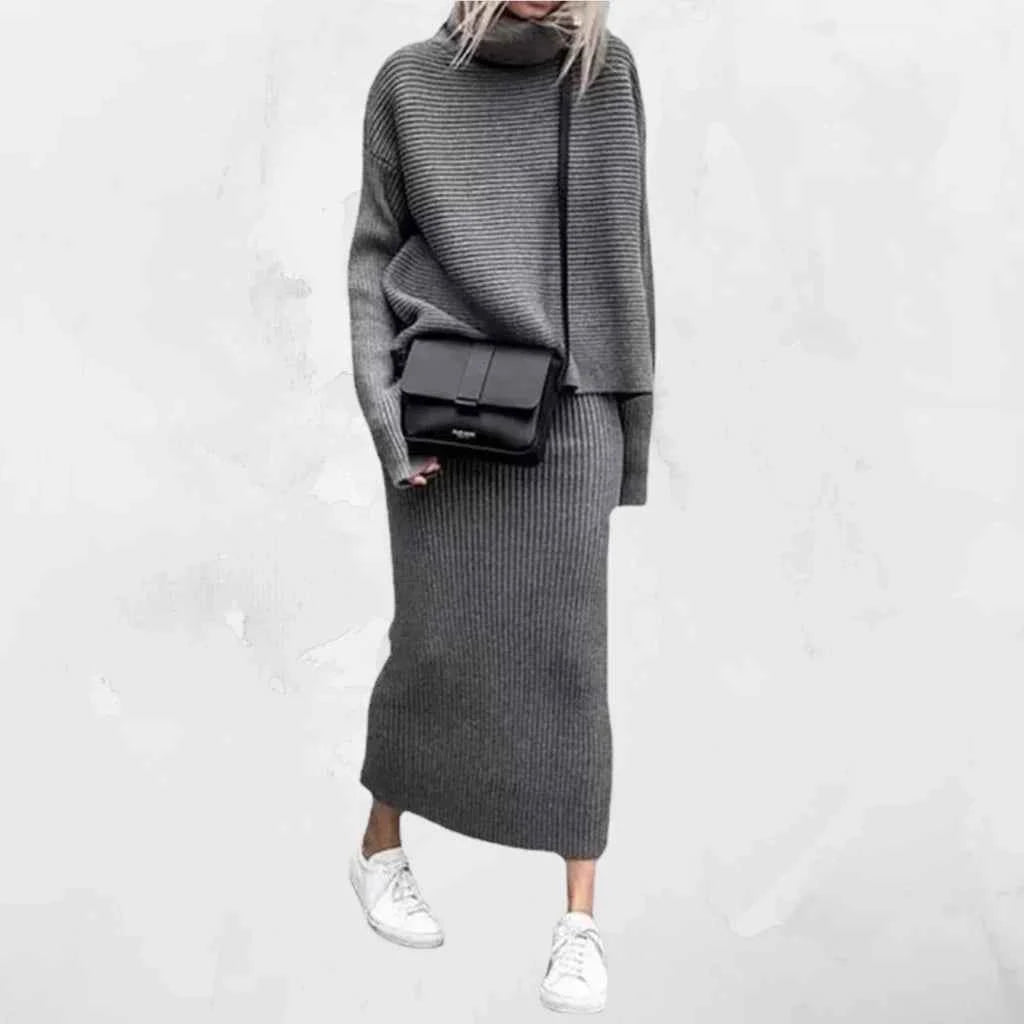 Natalie | Bequemes Damen-Sweater- und Rock-Set