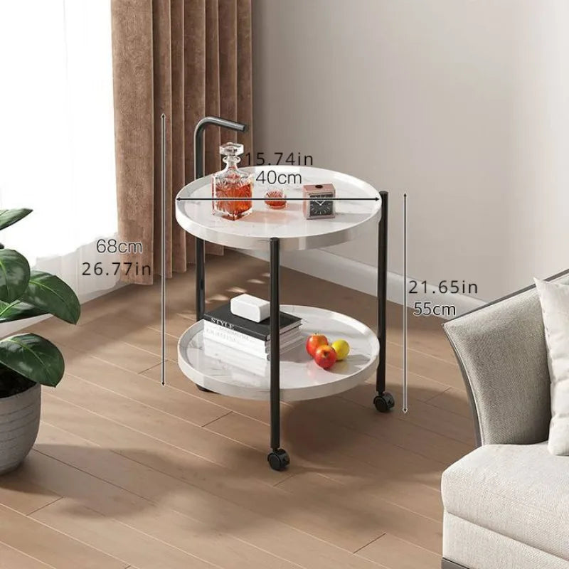 Floravelle - Eleganter Zwei-Schicht-Holztisch mit Praktischen Rollen