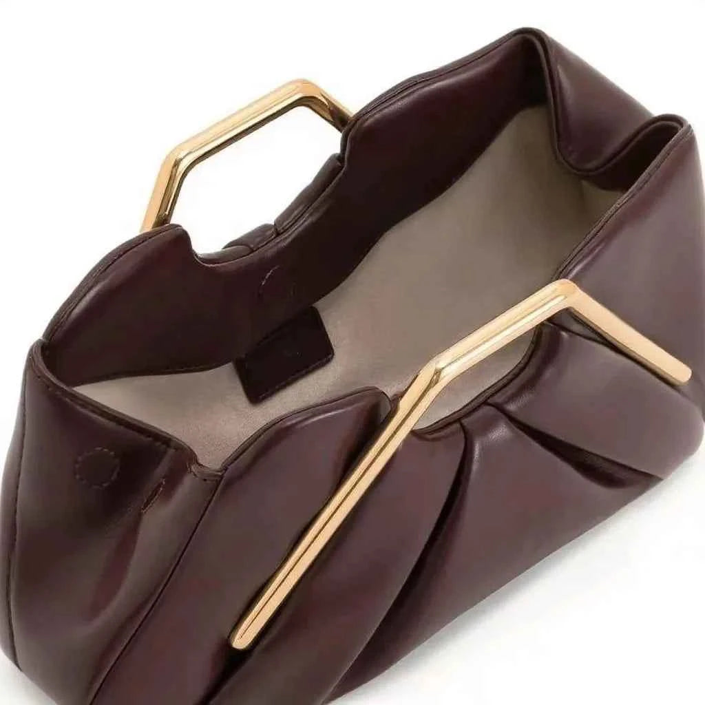 Clutch Abendtasche aus Mikrofaserleder mit Origami-Optik und
