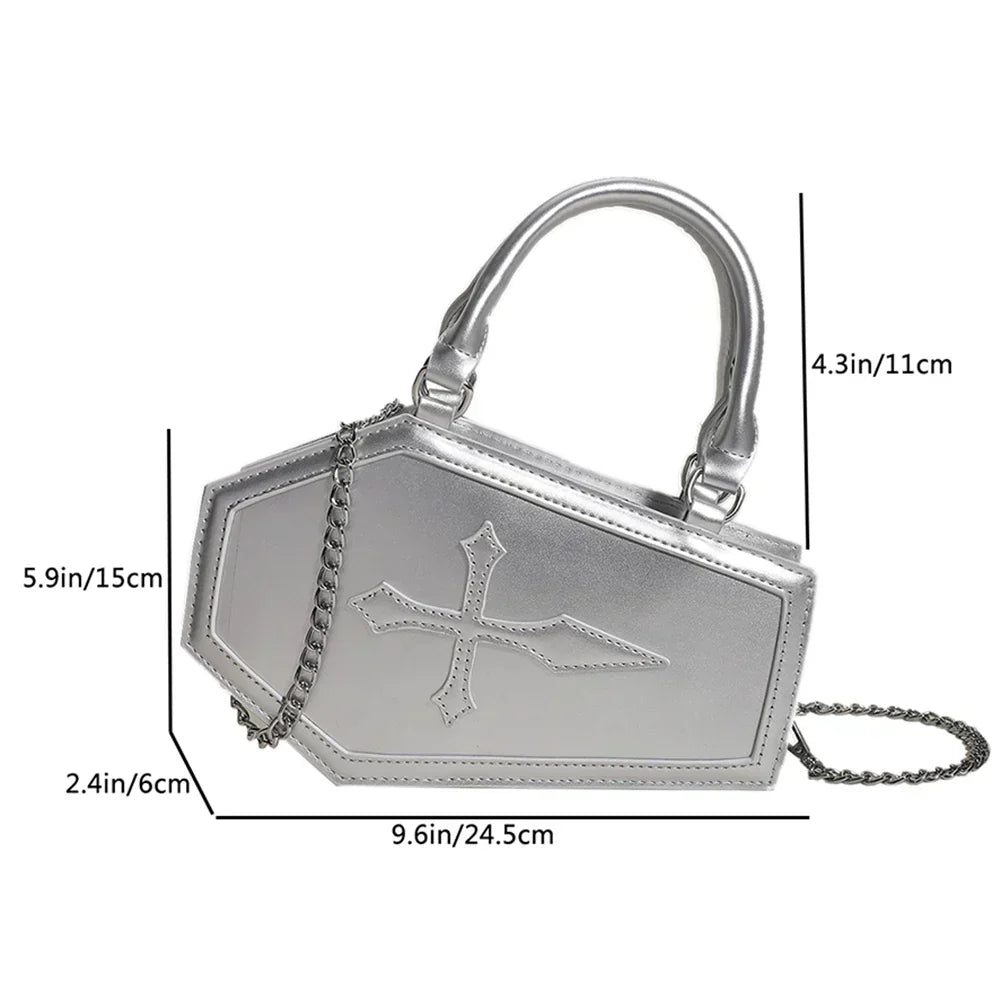 Gothic Sarg-Handtasche mit Kette für Halloween