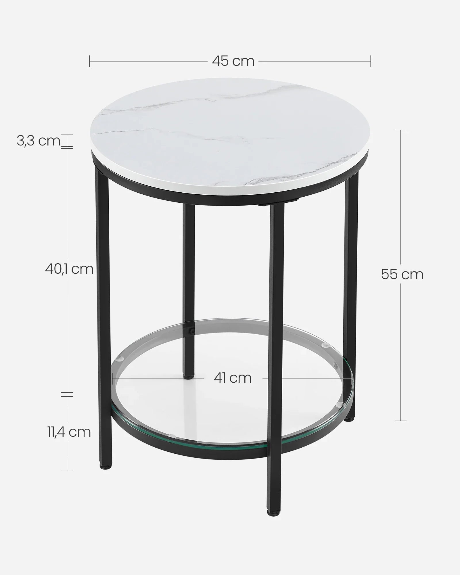 Aurephine Luxe Glas-Beistelltisch mit Zwei Ebenen und Elegantem Marmor-Design