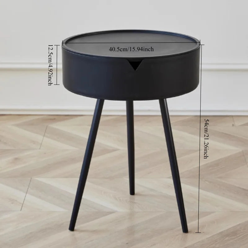 Seraphyne - Charmanter runder Kunststoff-Nachttisch mit Stauraum und mobilem Design für elegante Innenräume