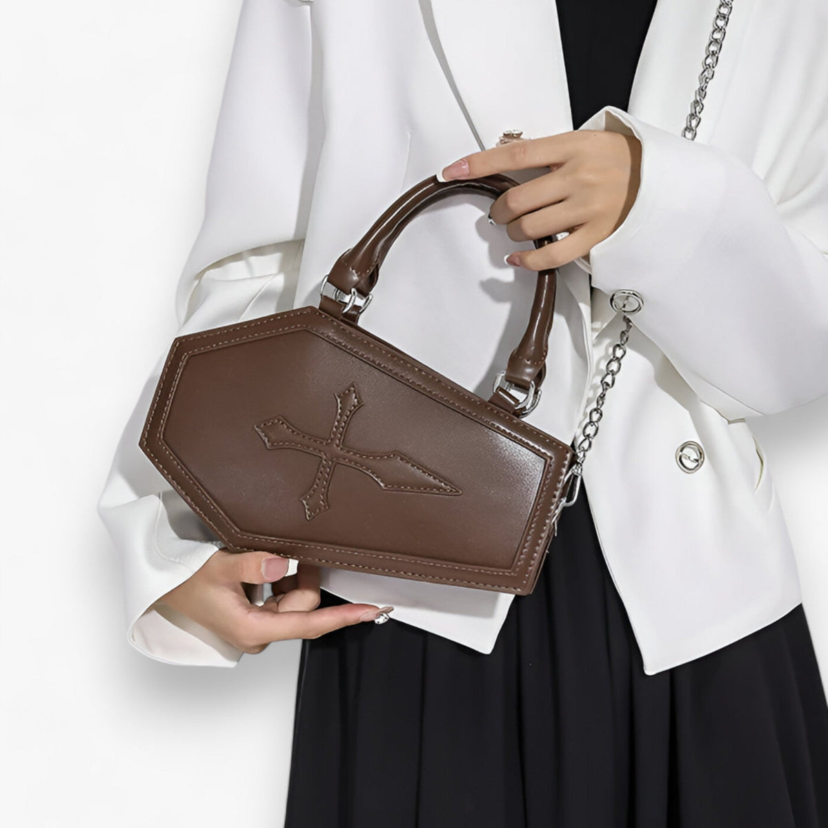 Gothic Sarg-Handtasche mit Kette für Halloween