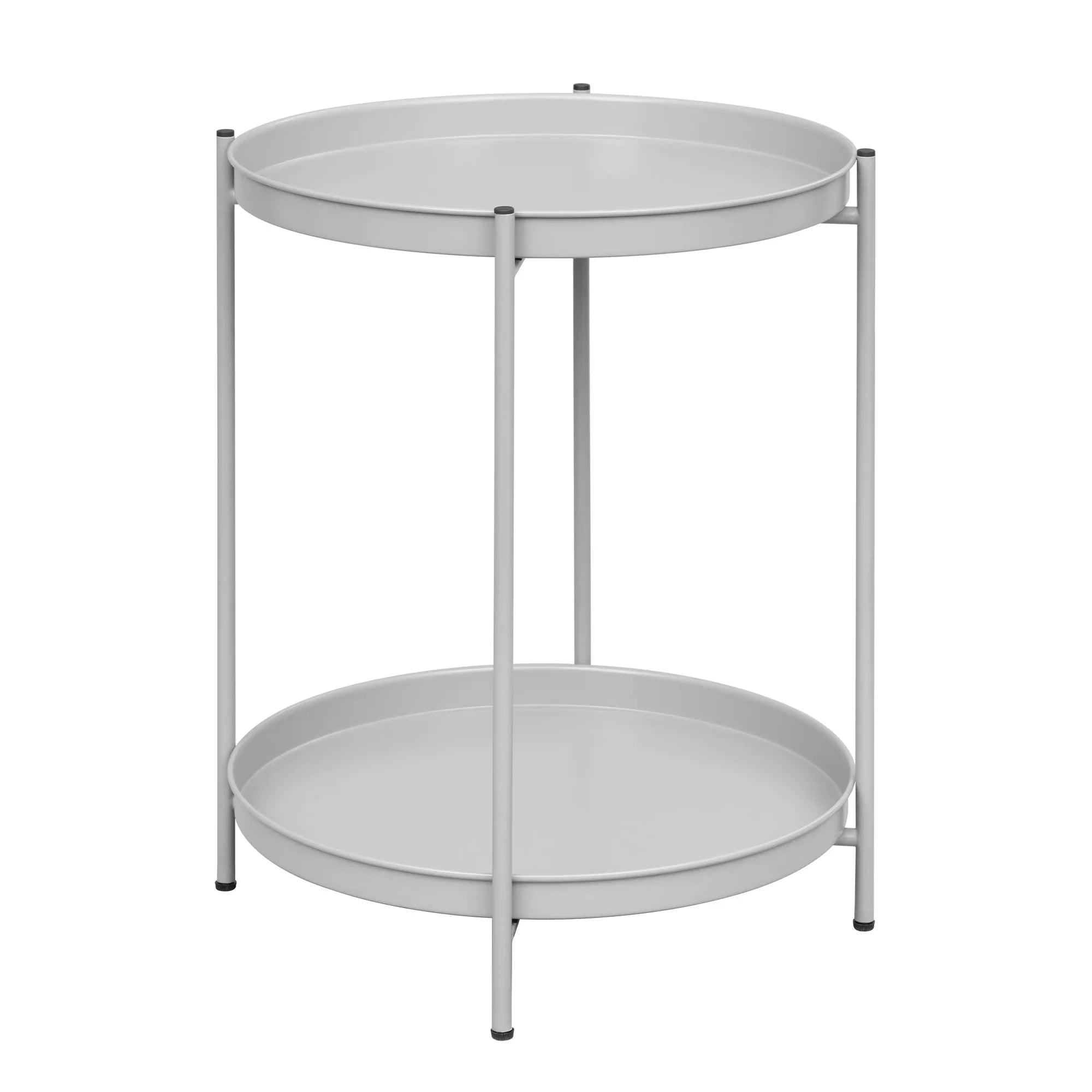 Caelira - elegante runde metallische Beistelltisch mit praktischem Stauraum und praktischen abnehmbaren Tabletts