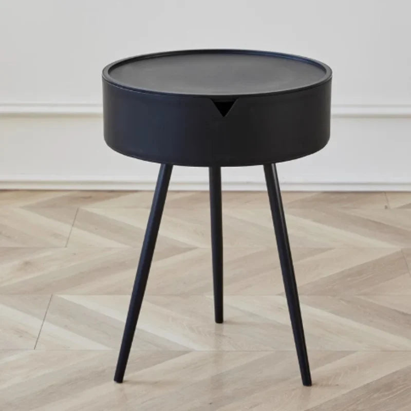 Seraphyne - Charmanter runder Kunststoff-Nachttisch mit Stauraum und mobilem Design für elegante Innenräume