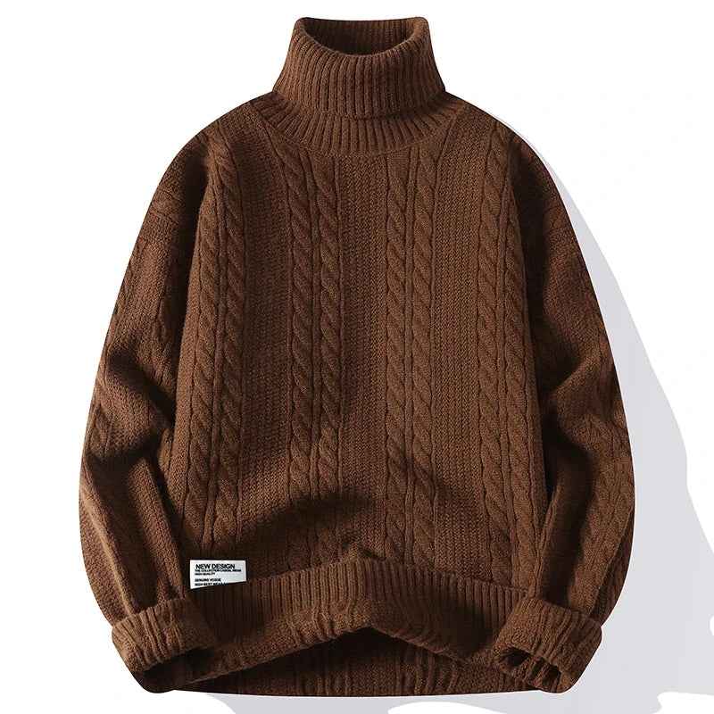 Eleganter Pullover aus gedrehtem Strick mit Rollkragen