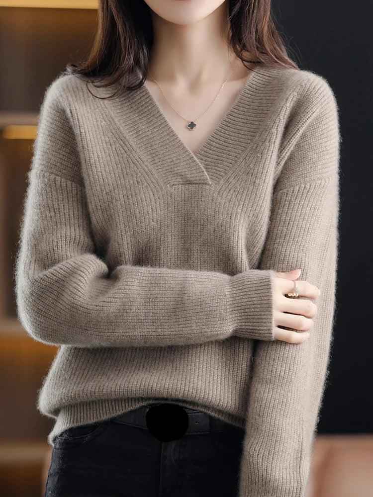 Stilvoller Damen-V-Ausschnitt Strickpullover für ultimativen Komfort