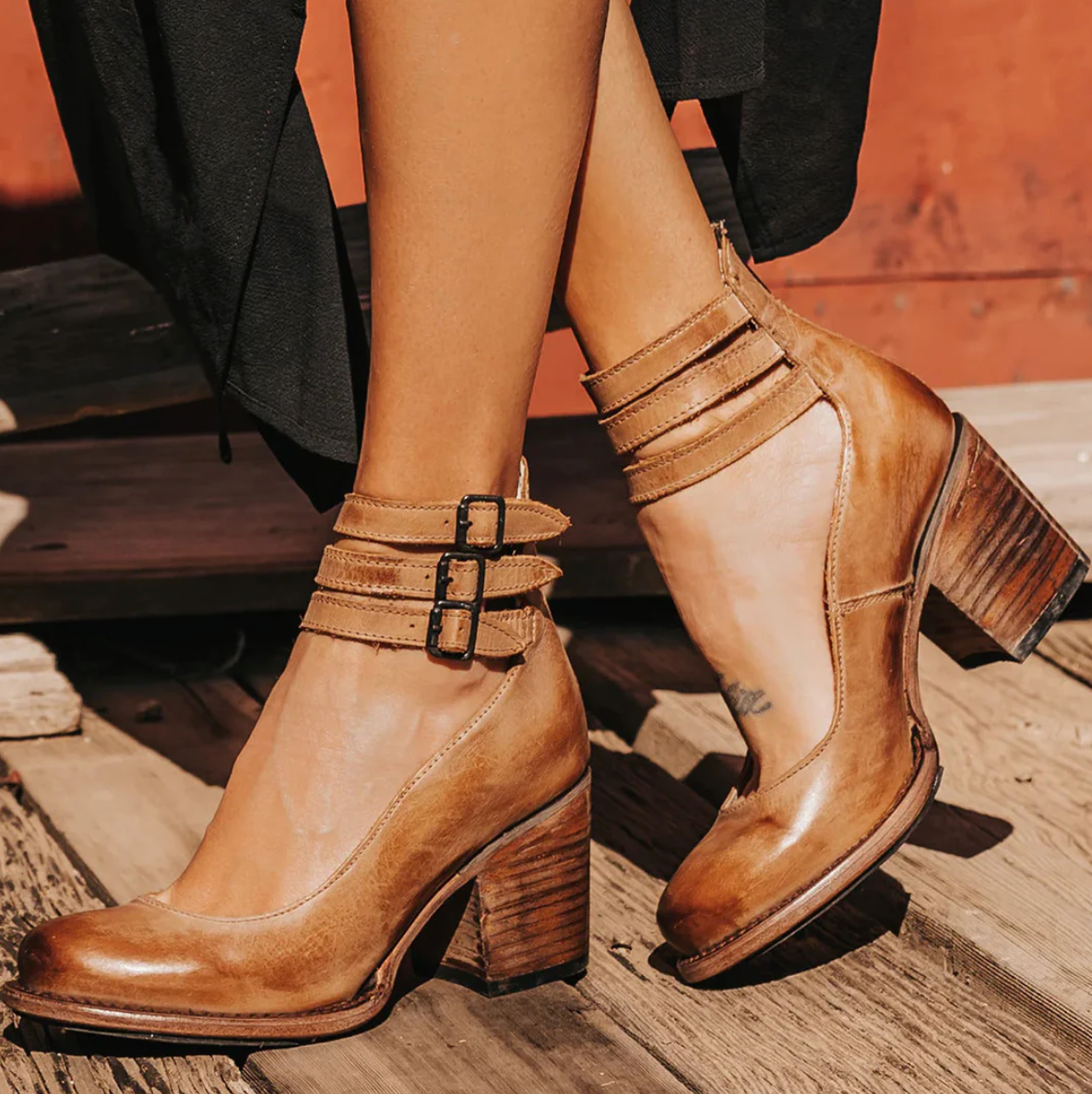 Elegante Vintage-Lederschuhe mit Absätzen