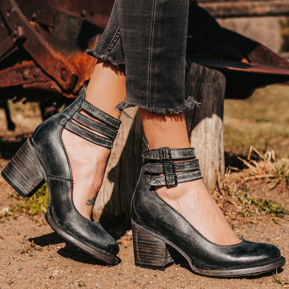 Elegante Vintage-Lederschuhe mit Absätzen